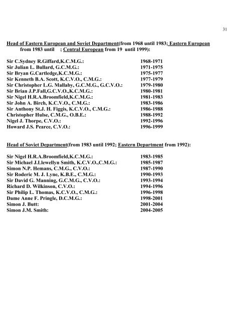 a directory of british diplomats: 1900-2011 - Colin Mackie's website