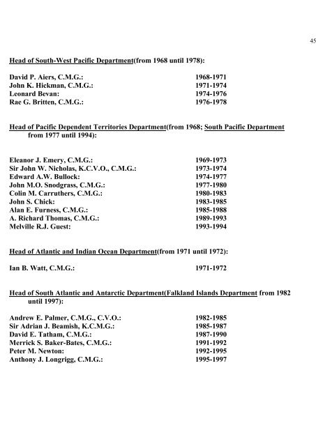 a directory of british diplomats: 1900-2011 - Colin Mackie's website