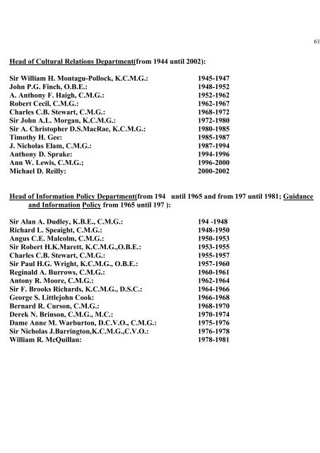 a directory of british diplomats: 1900-2011 - Colin Mackie's website