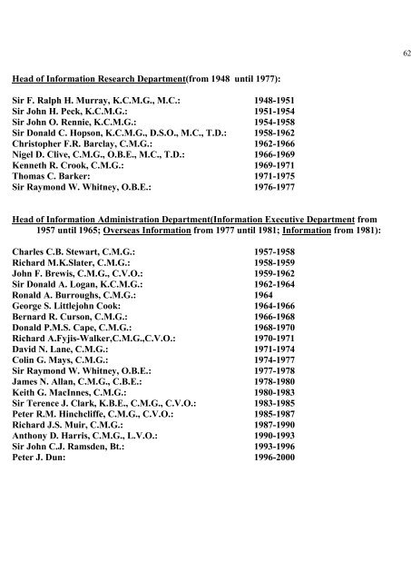 a directory of british diplomats: 1900-2011 - Colin Mackie's website