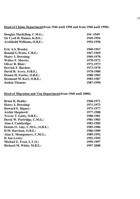 a directory of british diplomats: 1900-2011 - Colin Mackie's website