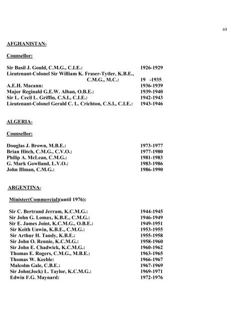 a directory of british diplomats: 1900-2011 - Colin Mackie's website