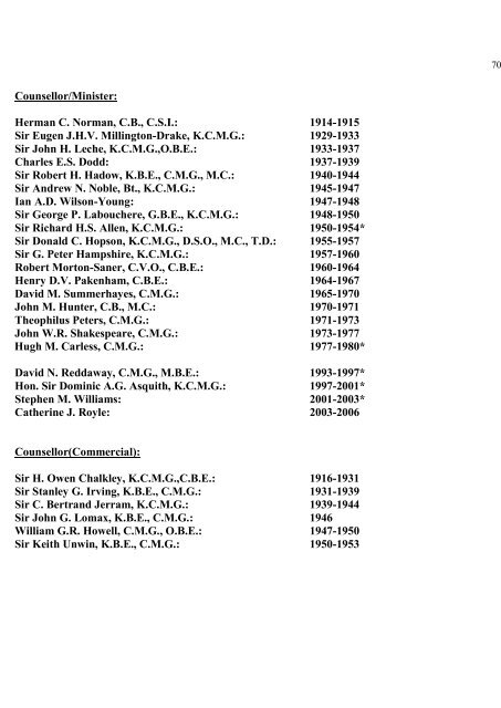 a directory of british diplomats: 1900-2011 - Colin Mackie's website