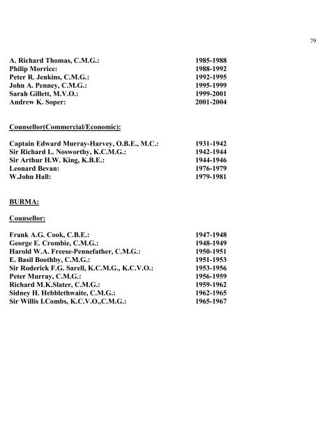 a directory of british diplomats: 1900-2011 - Colin Mackie's website