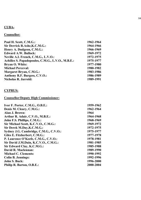 a directory of british diplomats: 1900-2011 - Colin Mackie's website