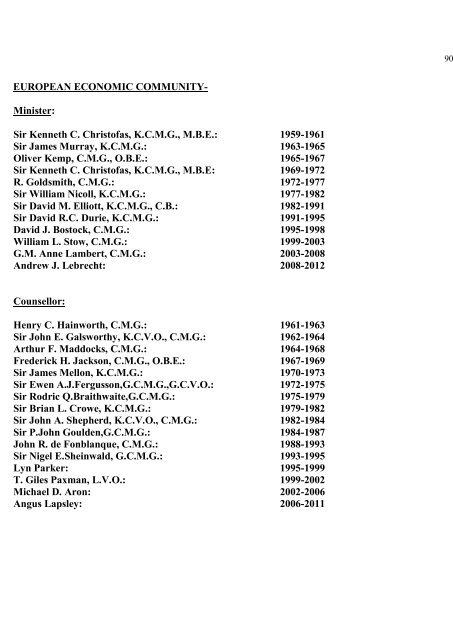 a directory of british diplomats: 1900-2011 - Colin Mackie's website