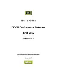 BRIT Systems DICOM Conformance Statement BRIT View