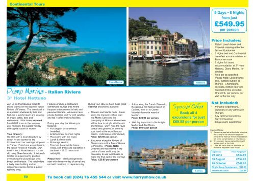 To book call (024) - Harry Shaw Travel