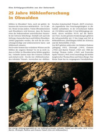 25 Jahre Höhlenforschung in Obwalden - Die Stiftung NeKO
