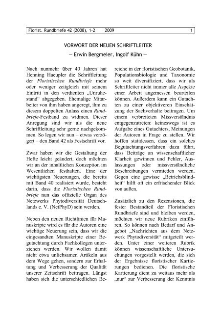 VORWORT DER NEUEN SCHRIFTLEITER — Erwin Bergmeier ...