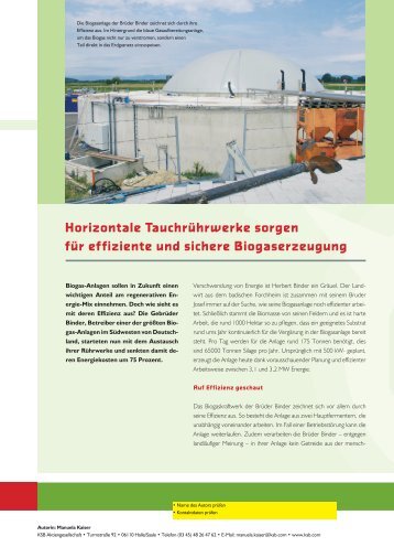 Horizontale Tauchrührwerke sorgen für effiziente ... - Initiative CO2