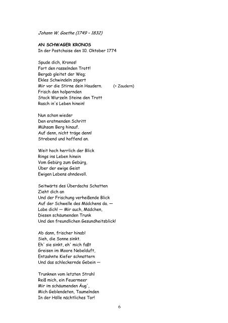Goethes Sturm und Drang - Hymnen - Lyrikschadchen