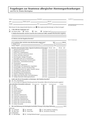 Fragebogen zur Anamnese allergischer Atemwegserkrankungen