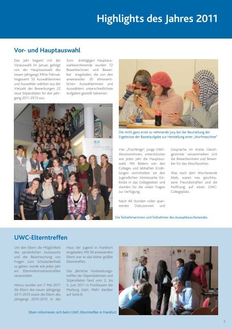 JAHRESBERICHT 2011 - UWC in