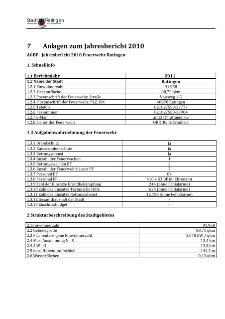 Jahresbericht 2011 - Feuerwehr Ratingen