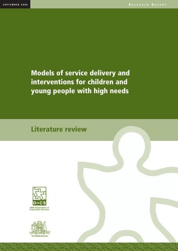 Models of service delivery and interventions for children and young ...