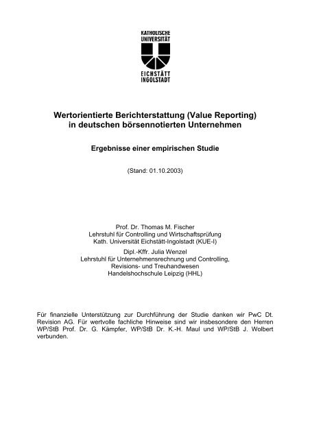 Wertorientierte Berichterstattung (Value Reporting) in deutschen ...