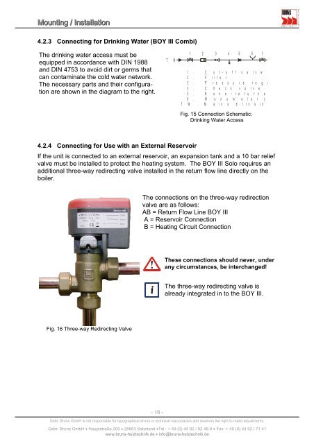 Installation and Operating Instruction