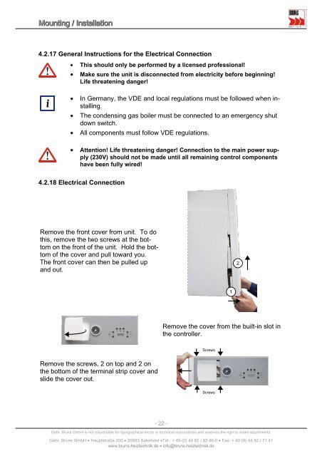 Installation and Operating Instruction