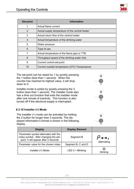 Installation and Operating Instruction