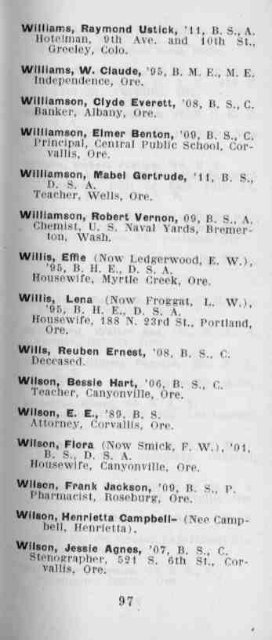 Alumni directory of the Oregon Agricultural College, Corvallis