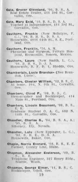 Alumni directory of the Oregon Agricultural College, Corvallis