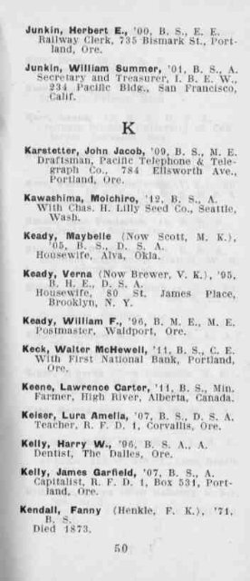 Alumni directory of the Oregon Agricultural College, Corvallis