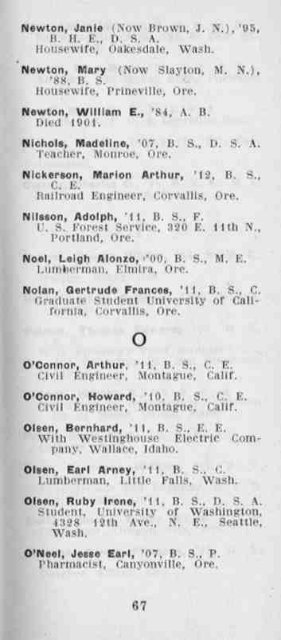 Alumni directory of the Oregon Agricultural College, Corvallis