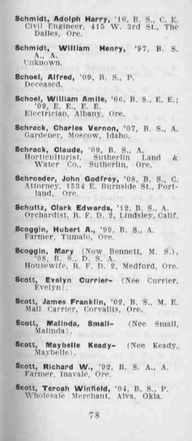 Alumni directory of the Oregon Agricultural College, Corvallis