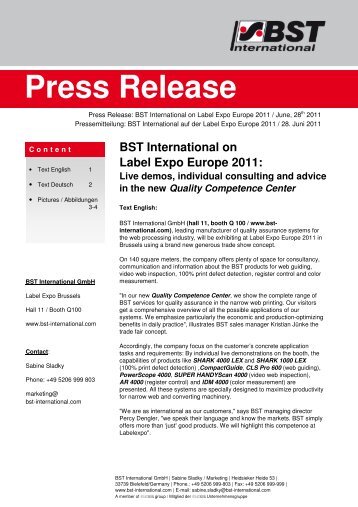 BST International on Label Expo Europe 2011