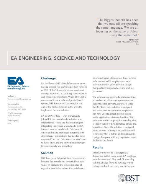 EA ENGINEERING, SCIENCE AND TECHNOLOGY - BST Global