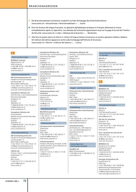 Sicherheit Sécurité Sicurezza - Swissi