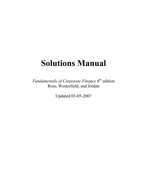 End of Chapter Solutions - IPFW End of Chapter Solutions - IPFW