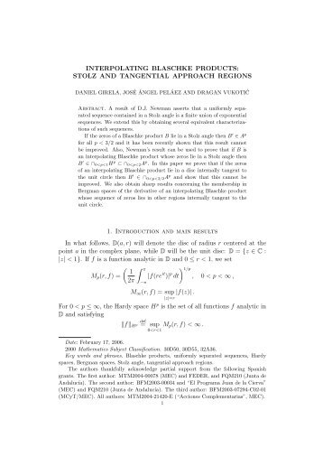 INTERPOLATING BLASCHKE PRODUCTS: STOLZ AND ...