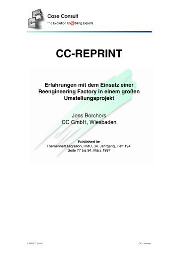 Erfahrungen mit dem Einsatz einer Reengineering ... - CC GmbH
