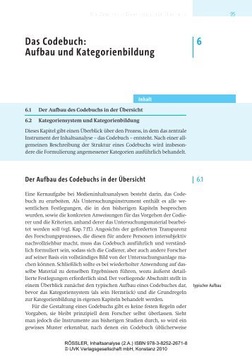 Das Codebuch: Aufbau und Kategorienbildung 6 - UVK ...