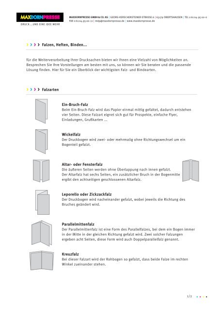 Falz Und Bindearten Max Dorn Presse