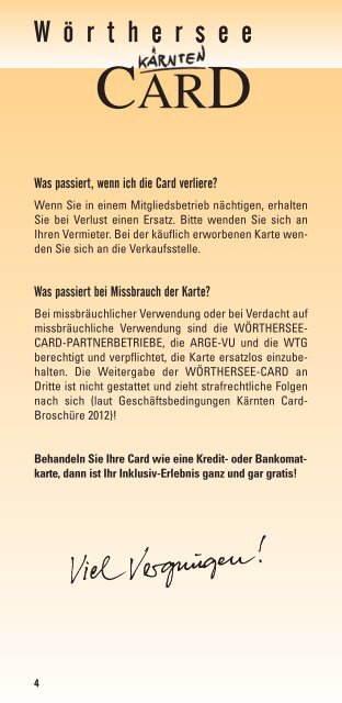 Wörthersee Card - Produkte