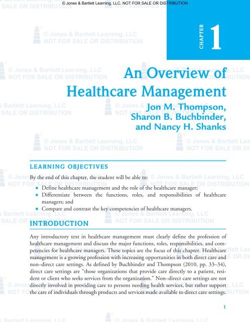 An Overview of Healthcare Management - Jones & Bartlett Learning