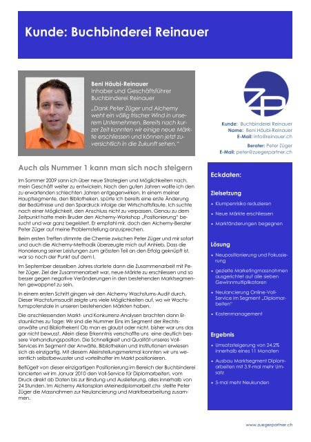 Kunde: Buchbinderei Reinauer - Züger & Partner