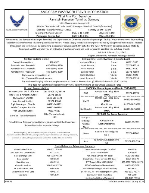 Amc Gram Passenger Travel Information Ramstein Air Base