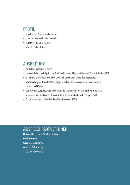 BUCHBINDER/IN - Verwaltung - Universität zu Köln