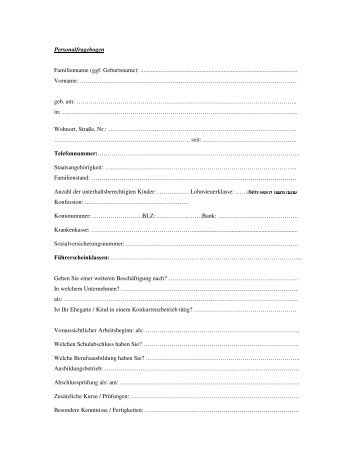 Personalfragebogen - Buchbinder