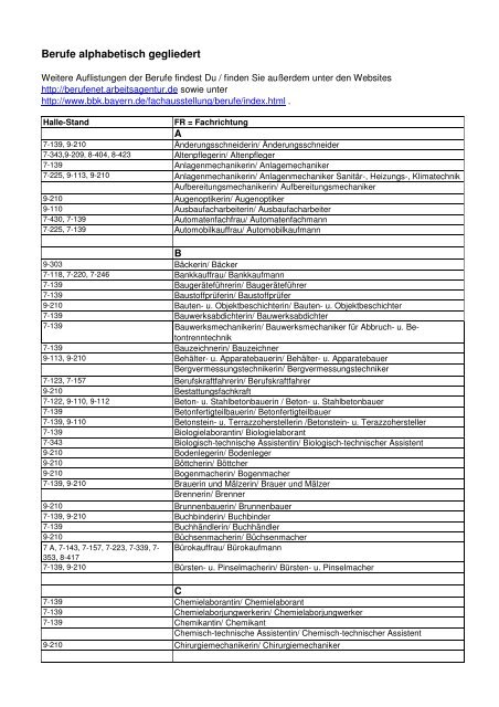 Liste C (52 KB) - Berufsbildung Bayern