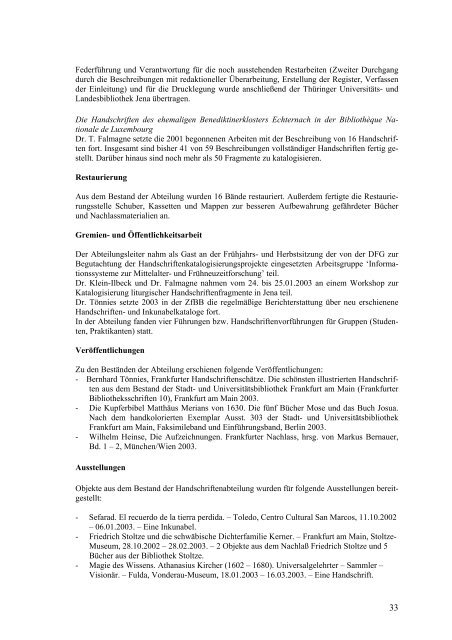 Jahresbericht 2003 - Universitätsbibliothek Frankfurt am Main ...
