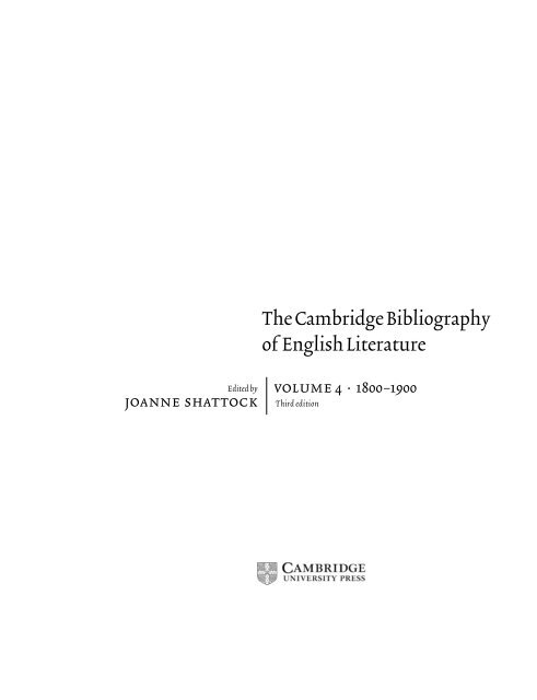 The Cambridge Bibliography of English Literature ... - uogenglish