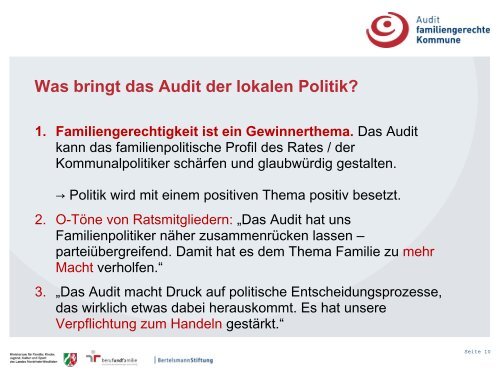 Was beinhaltet das Audit familiengerechte Kommune?