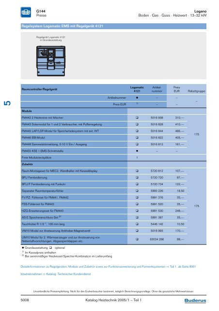 Logano G144 Boden · Gas · Guss · Heizwert · 13–32 kW ... - Buderus