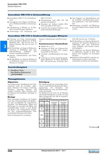 Gussradiator DIN 4703 Gliederradiatoren B eschreibung ... - Buderus