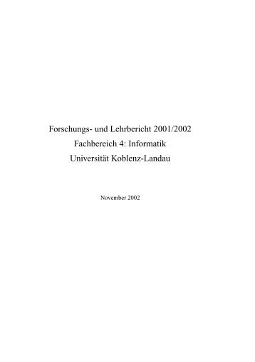 Forschungs- und Lehrbericht 2001/2002 Fachbereich 4: Informatik ...